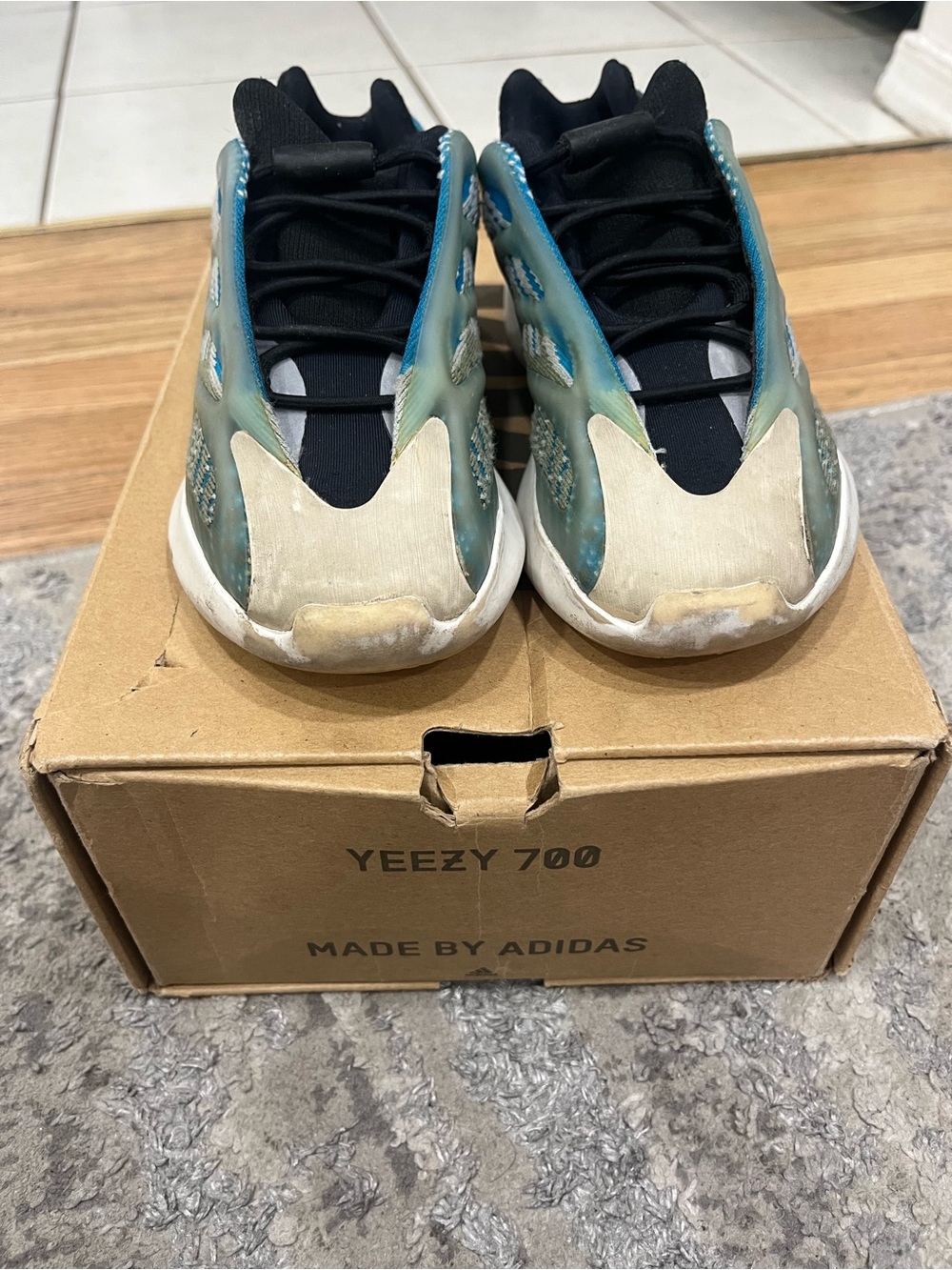Adidas Yeezy 700 Wave Runner Style Sneakers in Teal & Cream